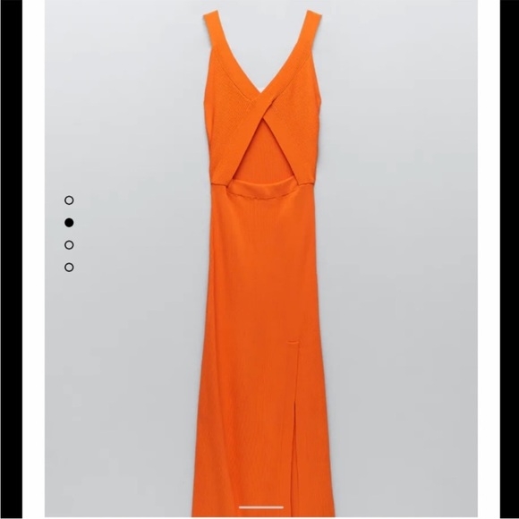 NWT Bloggers Fav Zara Orange Cut-Out Midi Dress Large - Picture 2 of 8